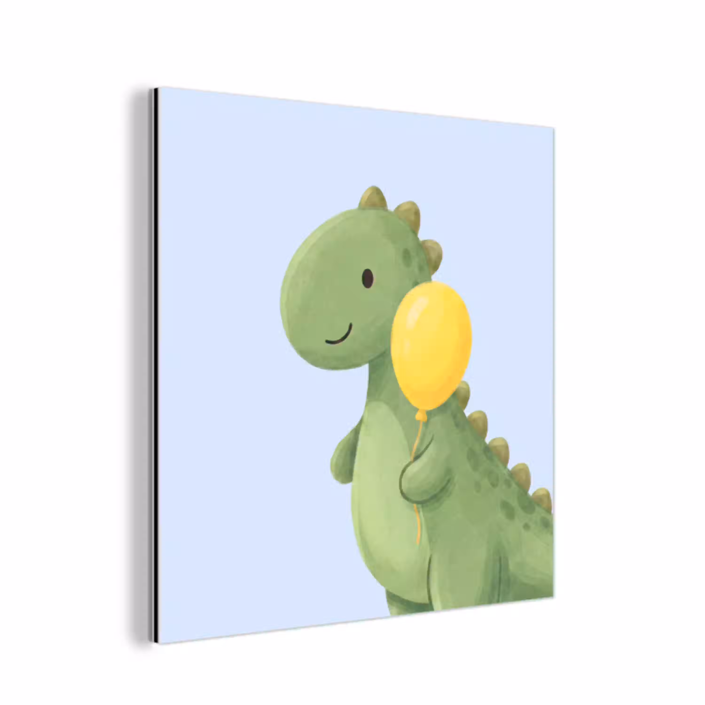 Dinosaurus - Ballon - Kinderkamer - Illustratie - Groen aluminium wit klein -3d