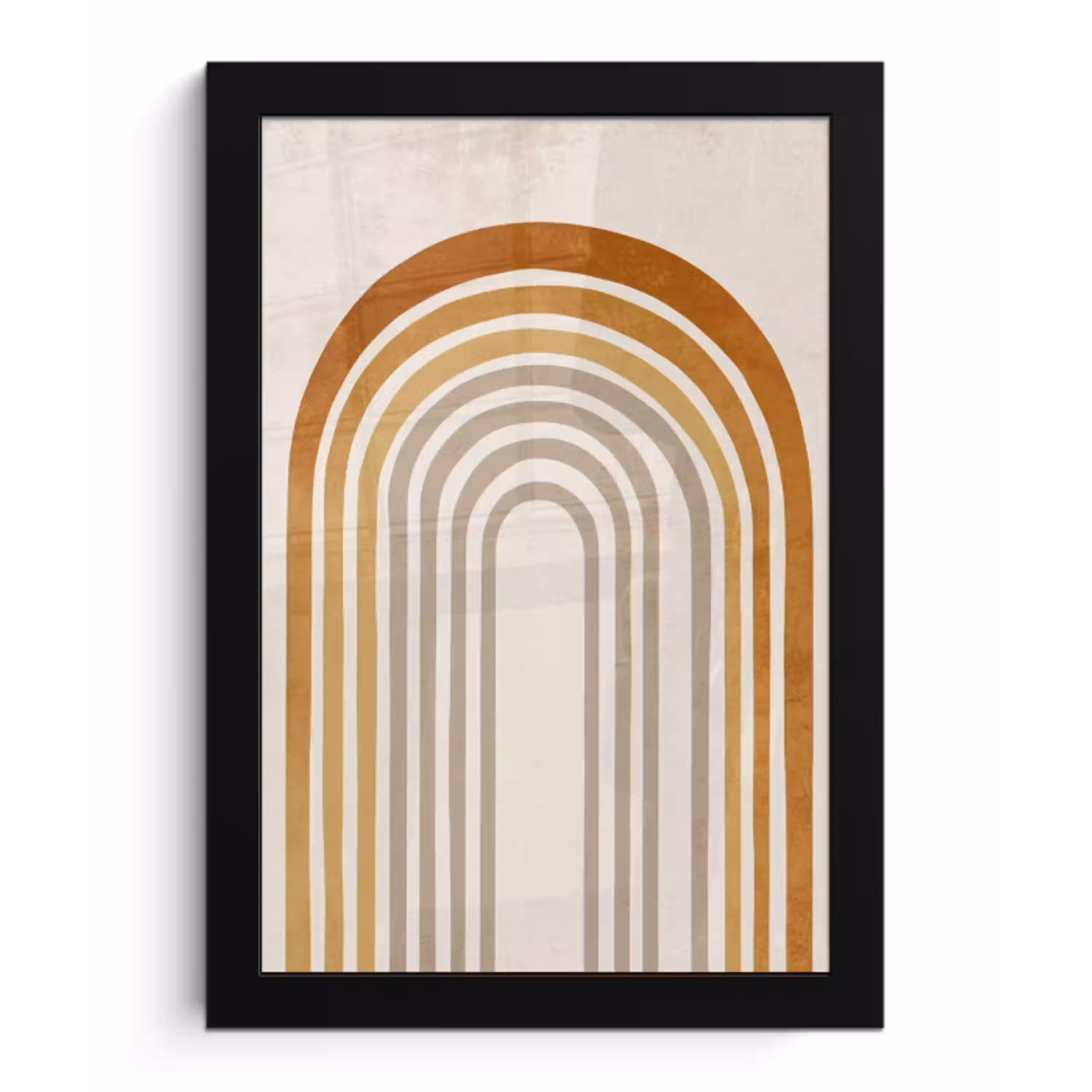 Minimalistisch - Boog - Lijnen - Beige fotolijst zwart zonder passe partout klein -3d