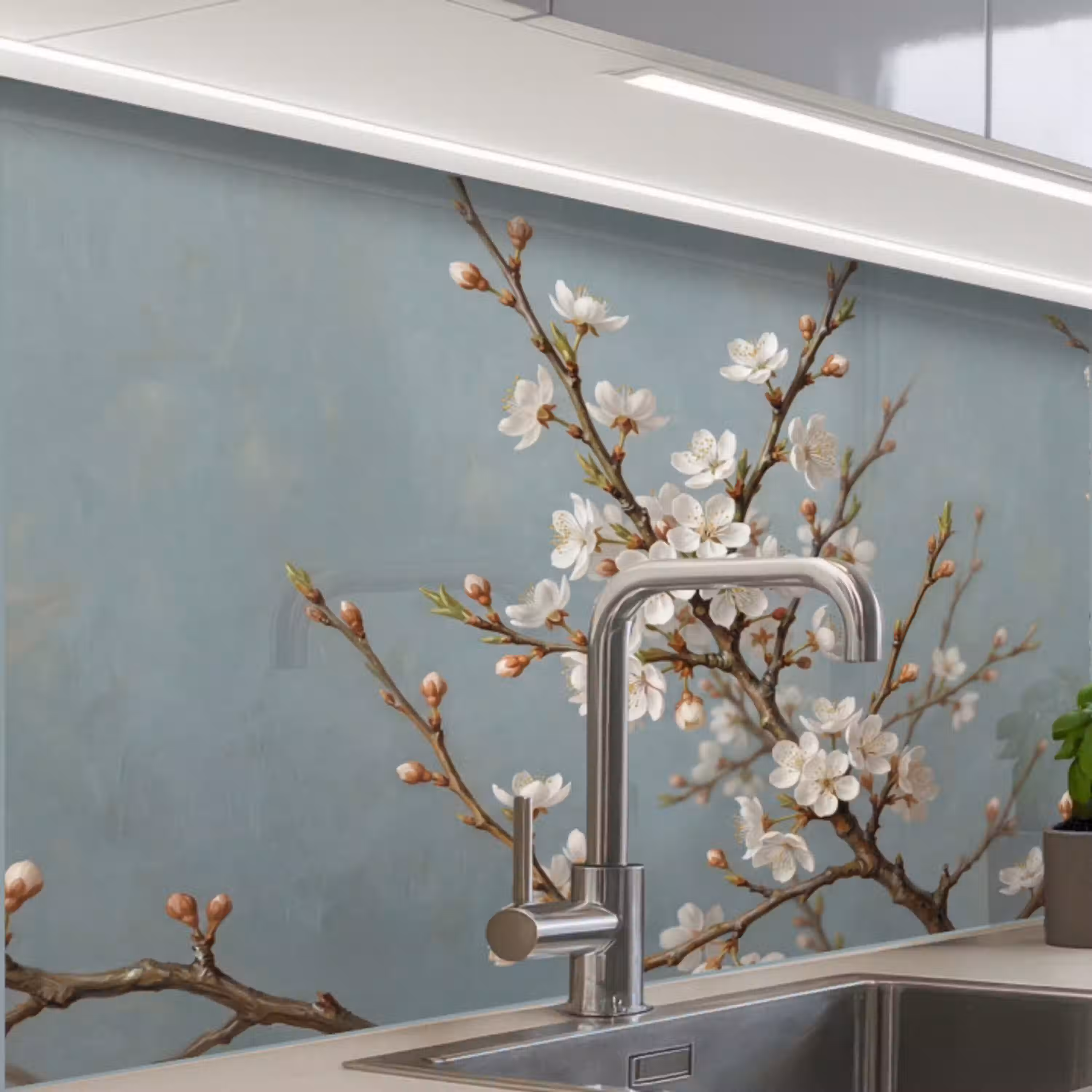 Botanisch - Stilleven - Blauw keuken achterwand 2 middel -zzzz3d_schuin