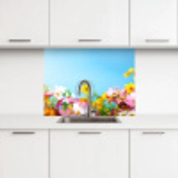 Bloemen - Kleurrijk - Blauw - Natuur keuken achterwand 2 middel -3d
