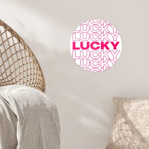 Lucky - Roze - Patroon Wandcirkel behangsticker klein -sfeer4