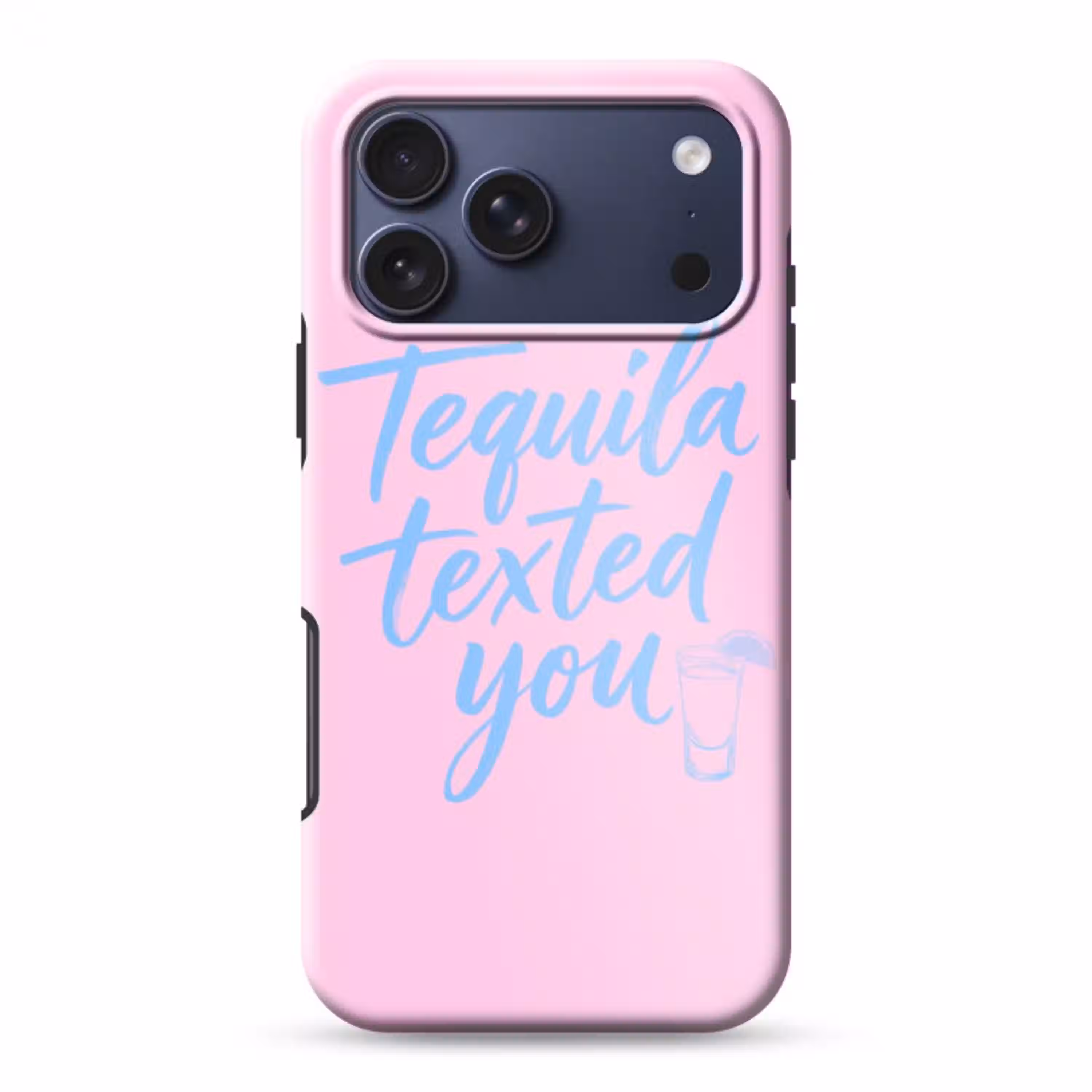 Tequila texted you - Roze - Blauw Toughcase MagSafe Apple iPhone 17 Pro Max klein -3d