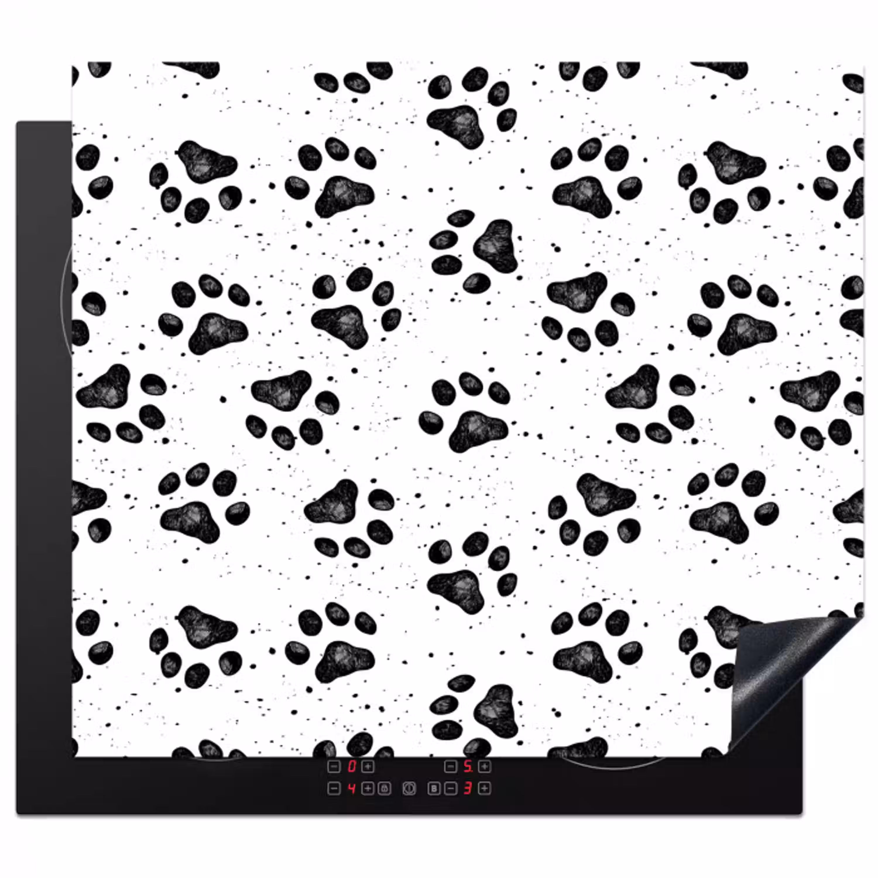 Paw - Pattern -Black Inductie beschermer vinyl 3mm middel 274 -3d