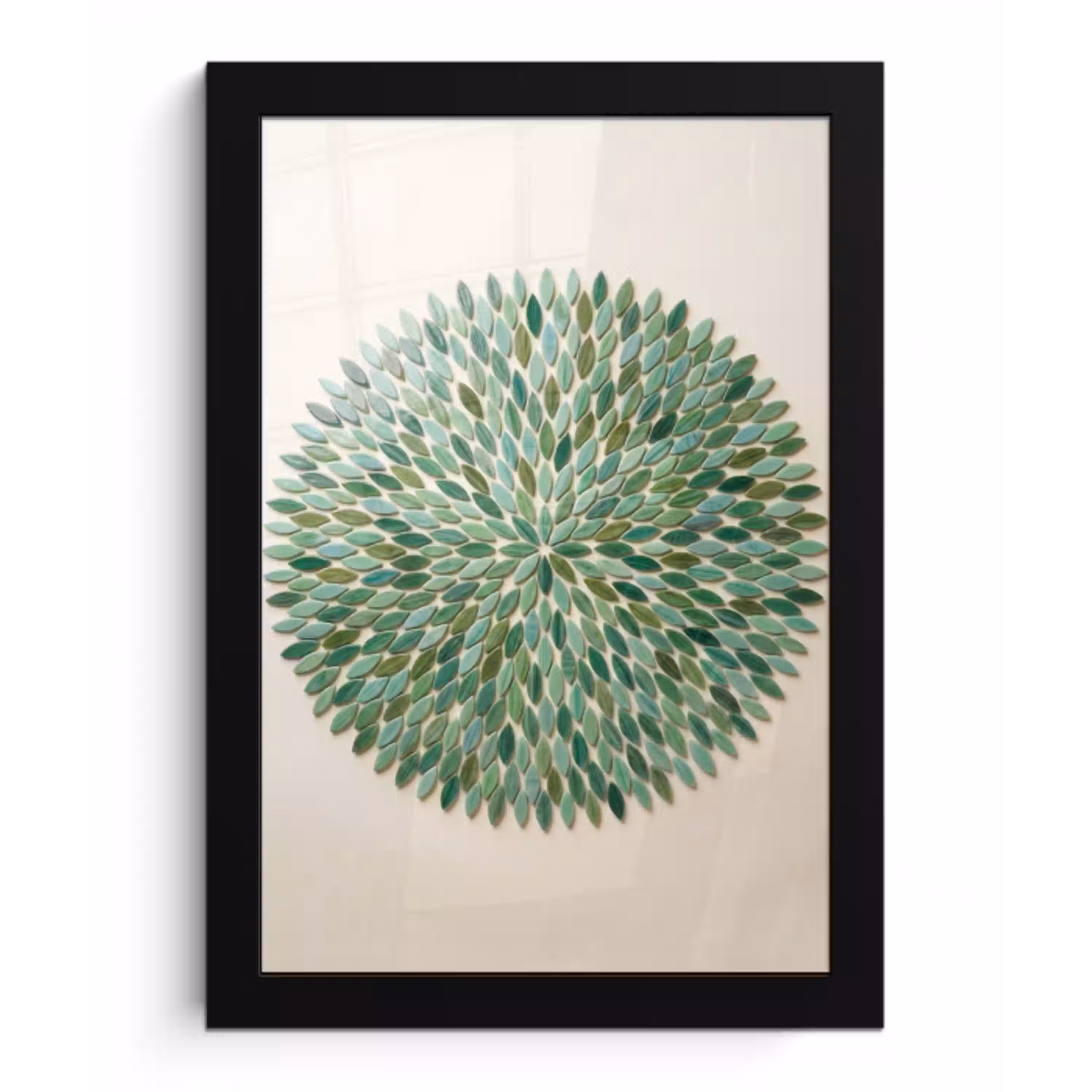 Patroon - Blad - Groen - Abstract fotolijst zwart zonder passe partout klein -3d