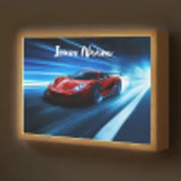 Rode raceauto - Blauw - Futuristisch Light Box met batterij (Wandlamp kind) middel -z3d_website