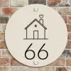 Huis illustratie - Traditioneel Naambord Rond klein -sfeer2