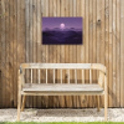 Heuvels - Paars - Mist - Zon Tuinposter op houten frame 2 cm dik klein -sfeer4