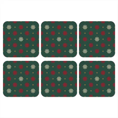 Illustratie - Sneeuwvlokken - Groen onderzetter kurk middel 366 -3d