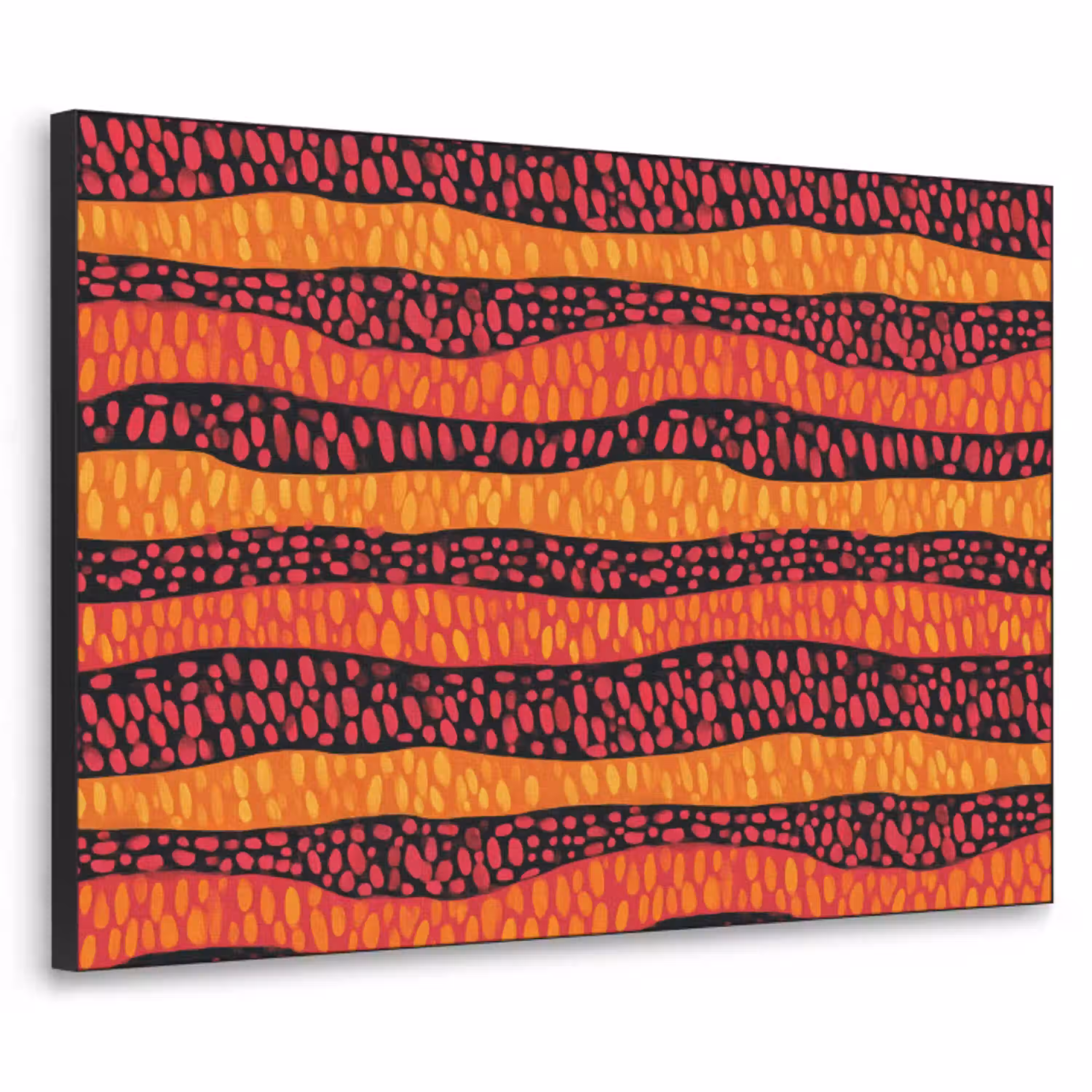 Oranje - Roze - Expressief - Patroon Textielframe zwart klein 947 -3d
