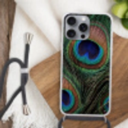 Pauwenveren - Klassiek - Groen Hoesje iPhone 16 Pro Max met koord klein -sfeer4