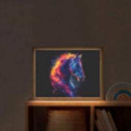 Paard - Dier - Rook - Zwart - Kleuren Light Box met batterij (Wandlamp kind) middel -sfeer1_kind