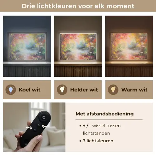 Landschap - Olieverf - Kleurrijk - Natuur Light Box met batterij (Wandlamp) middel -USP_lichtkleurNL