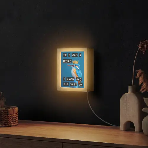 Vogel - Decoratie - Ijsvogel - Blauw Light Box met kabel (Wandlamp) klein -sfeer1