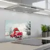 Auto - Rood - Cadeaus - Winter - Sneeuw - Kerst keuken achterwand spatscherm klein -3d_schuin