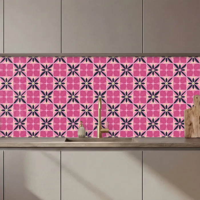 Patroon - Bloemmotief - Meerkleurig keuken achterwand 2 middel 871 zz_3dshopping