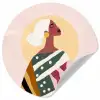 Vrouw - Zon - Kleurrijk Wandcirkel behangsticker klein -3d