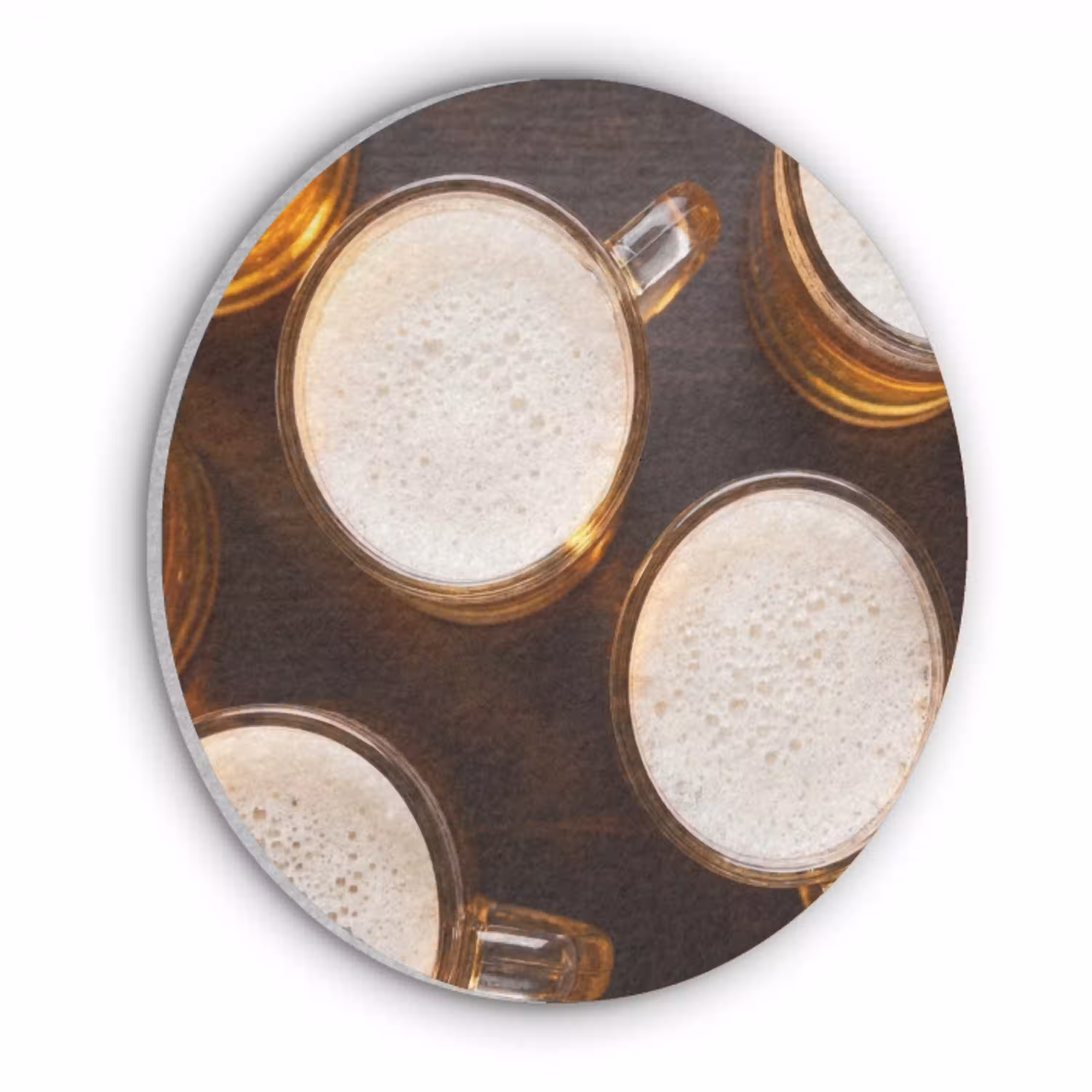 Bier - Glazen - Schuim - Hout - Drank Akoestische PET Vilt - Rond klein -3d