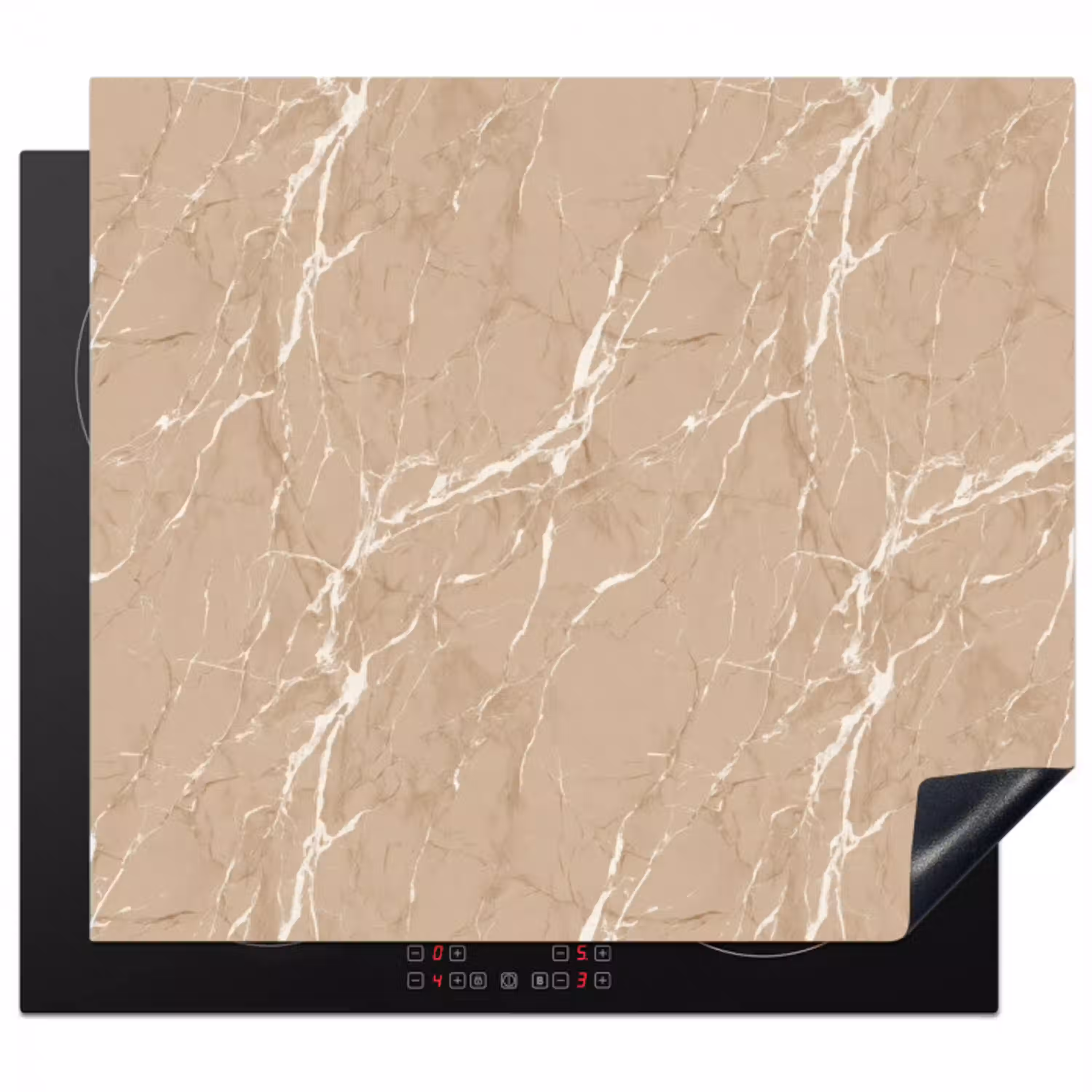 Beige - Marmer - Organisch - Wit Inductie beschermer vinyl 3mm middel 274 -3d