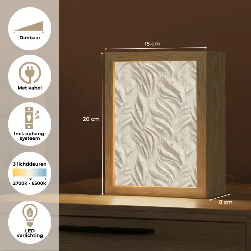 Textuur - Reliëf - Beige Light Box met kabel (Tafellamp) klein 925 -USP_NL