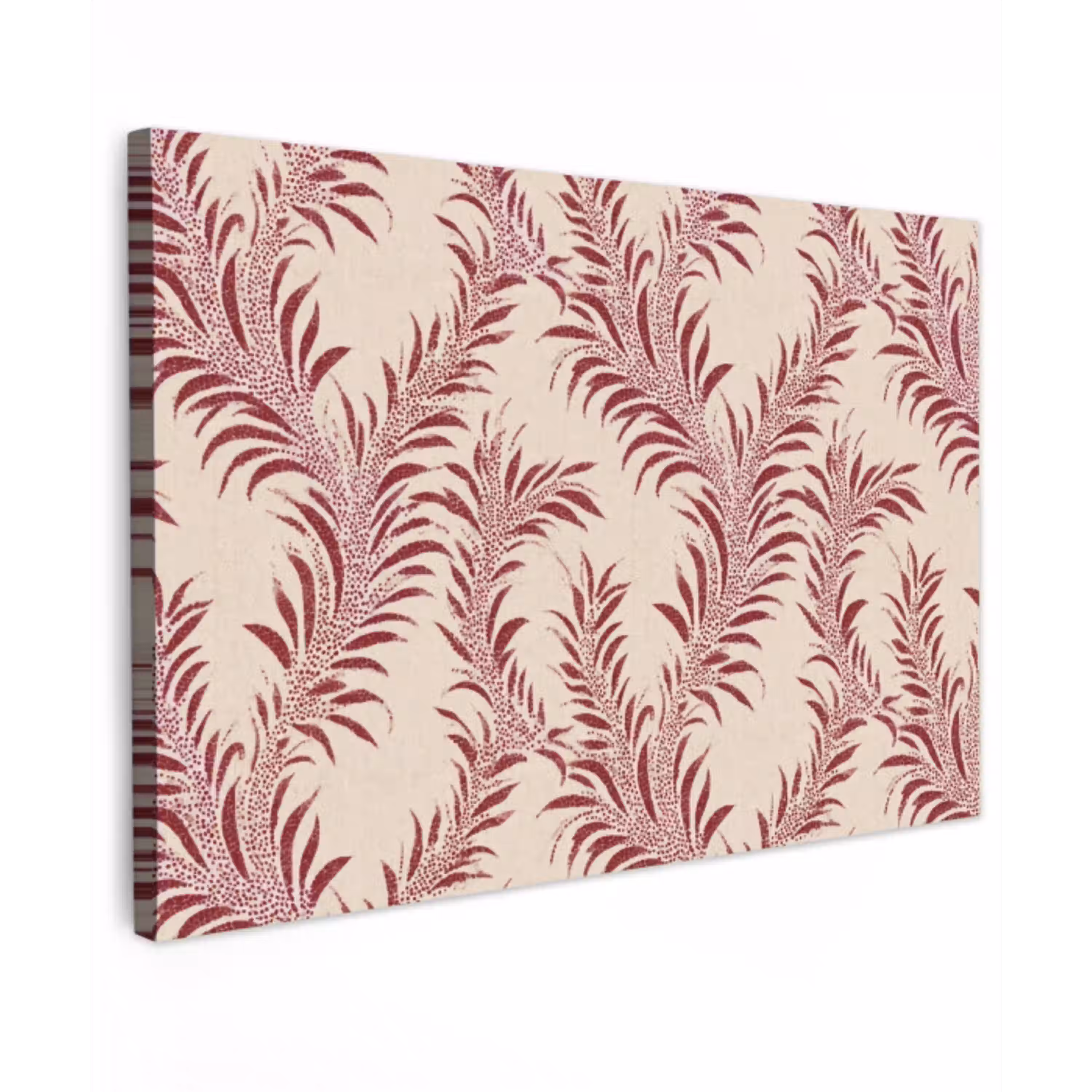 Bladeren - Linnen - Rood canvas 2cm klein 34 -z3d