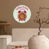 Koffie - Klok - Groen Wandcirkel behangsticker klein -sfeer1