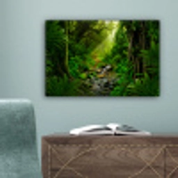 Jungle - Water - Bladeren - Zon - Natuur canvas 2cm klein -sfeer4