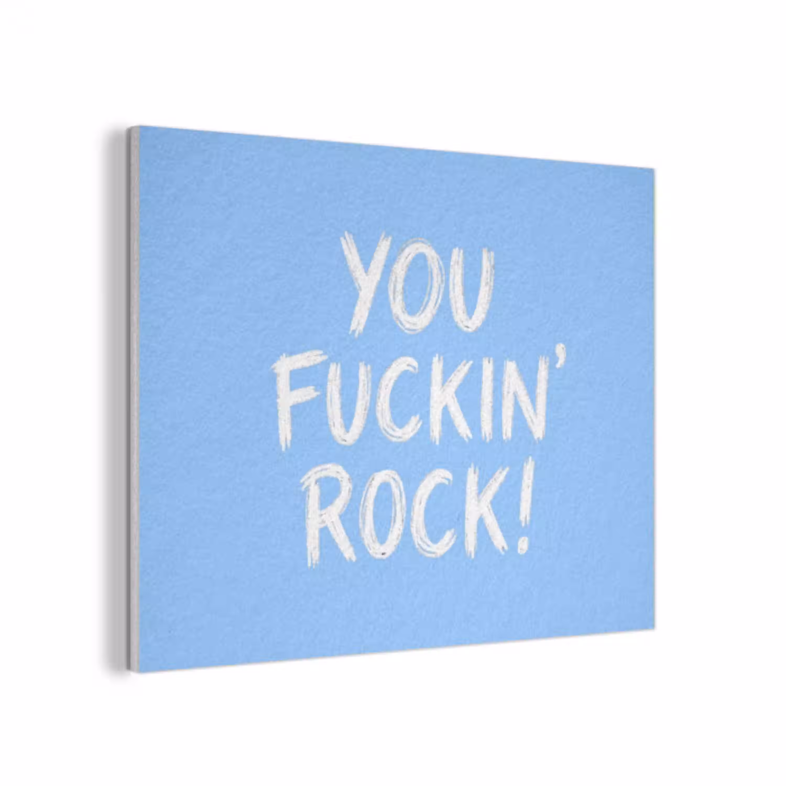 Blauw - Wit - You fuckin rock PET vilt klein -3d