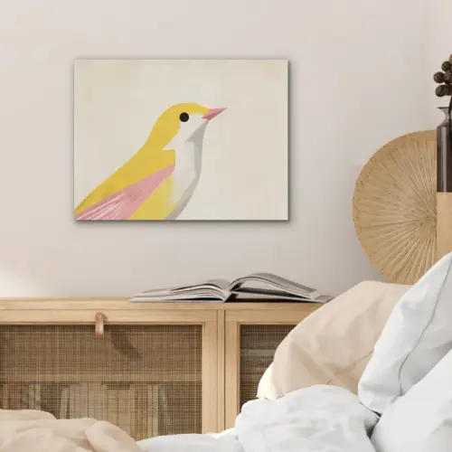 Vogel - Minimalistisch - Geel PET vilt klein -sfeer3
