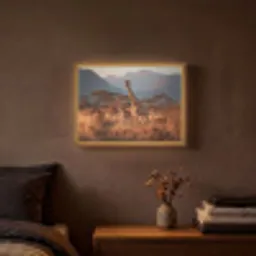 Giraffen - Hoog gras - Acaciabomen Light Box met batterij (Wandlamp) middel -sfeer4
