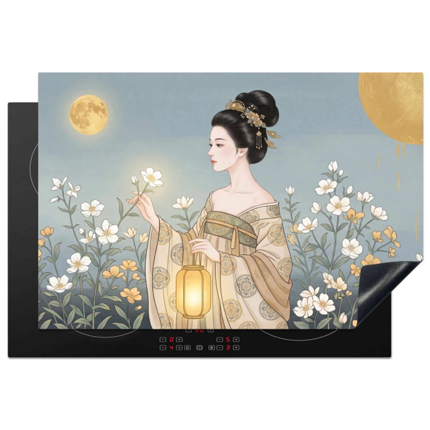Aziatisch - Vrouw - Kimono Inductie beschermer vinyl 3mm klein -3d