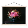 Quote - Bloemen - Vaas - Neon textielposter latten blank klein -3d