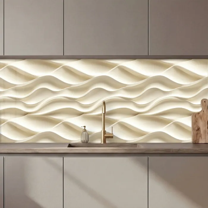 Lijnen - Golvend - Crème keuken achterwand 2 middel 871 zz_3dshopping