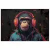 Graffiti - Chimpansee - Koptelefoon - Aap poster papier klein -3d