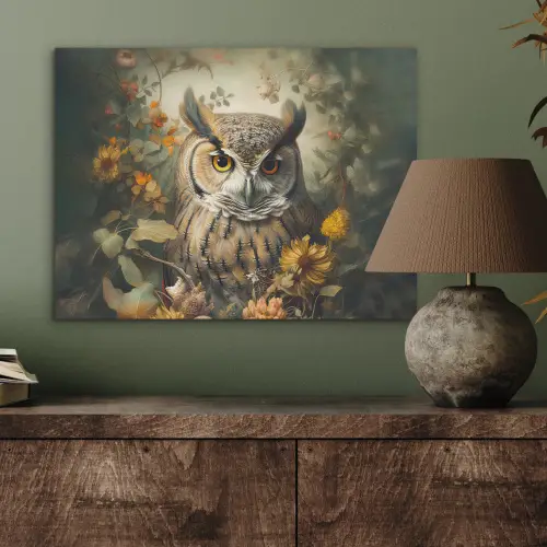 Uil - Vogels - Bloemen - Natuur PET vilt klein -sfeer2