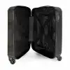 Donker verweerd hout met horizontale planken NBS - Handbagage koffer - Volwassenen Unisex middel -binnenkant