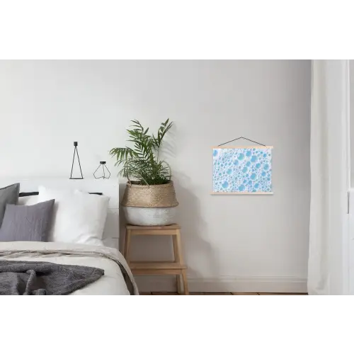 Schuim - Bubbels - Blauw textielposter latten blank klein -woonkamer