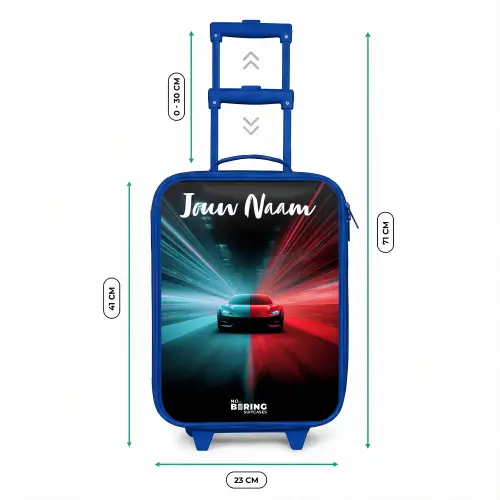 Sportauto - Blauw - Neon - Stad Kinderkoffer - Blauw klein -productfoto_formaten