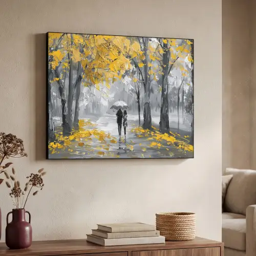 Natuur - Geel - Park -  Zwart - Wit Textielframe zwart klein -sfeer3