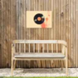 Vinylplaat - Zwart - Verfspatten - Retro Tuinposter op houten frame 2 cm dik klein -sfeer4