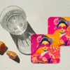 Vrouw - Zonnebril - Abstract - Oranje onderzetter kurk middel -sfeer4