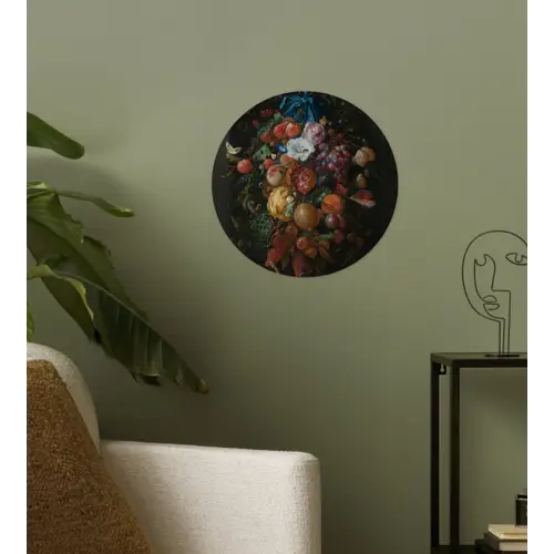 Festoen van vruchten en bloemen - Schilderij van Jan Davidsz. de Heem Wandcirkel behangsticker klein -sfeer2