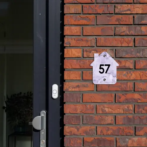 Paars marmer - Traditioneel Naambord Huisje klein -sfeer2