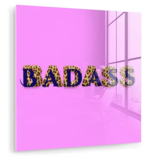 Felroze - Badass - Panterprint - Schaduw plexiglas 5mm klein -zzzproduct_nieuw