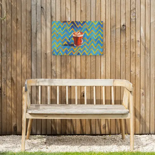 Mok - Koffie - Zigzag - Slagroom Tuinposter op houten frame 2 cm dik klein -sfeer4