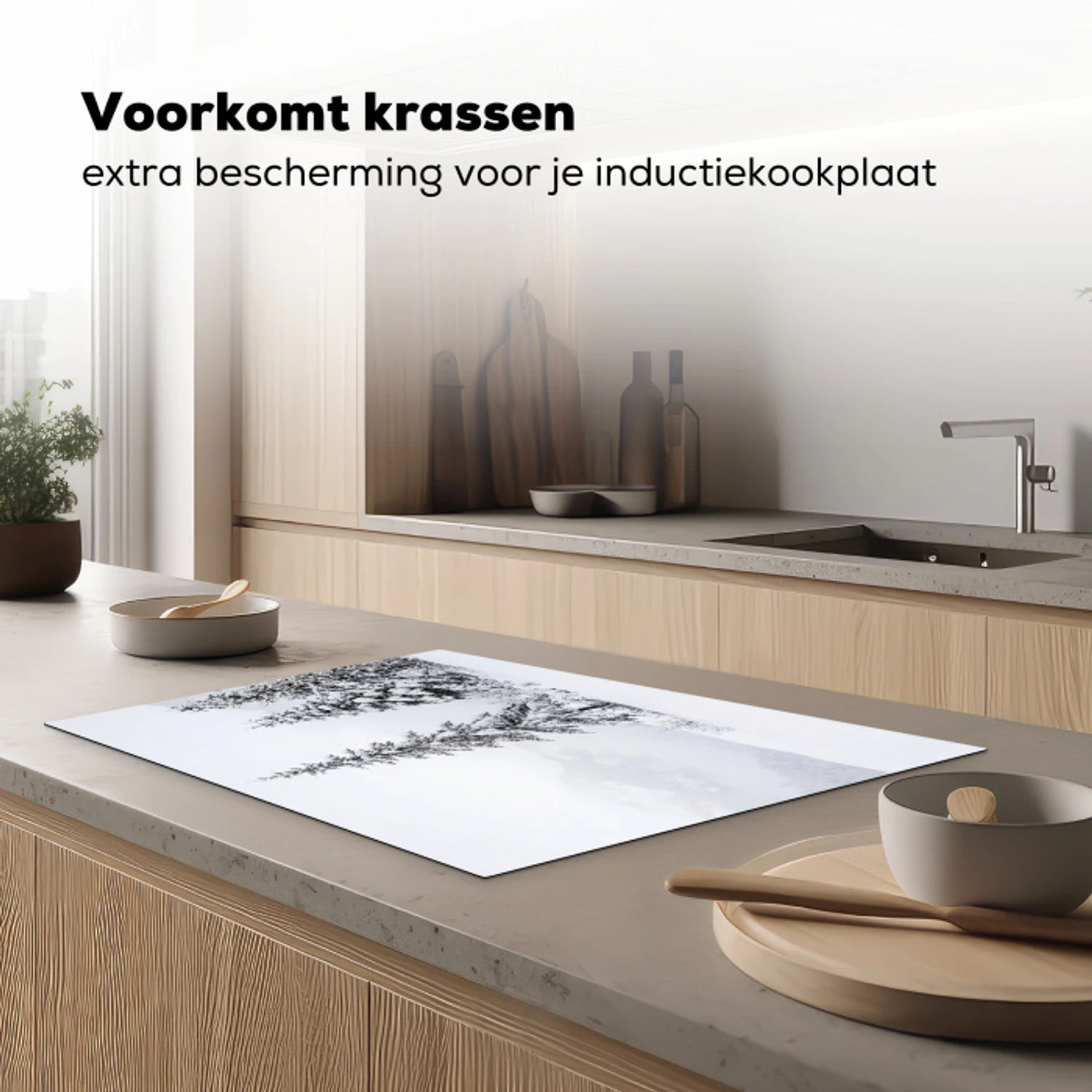 Fijnsparren - Sneeuw - Winter - Landschap - Stilte Inductie beschermer vinyl 3mm klein -sfeer1