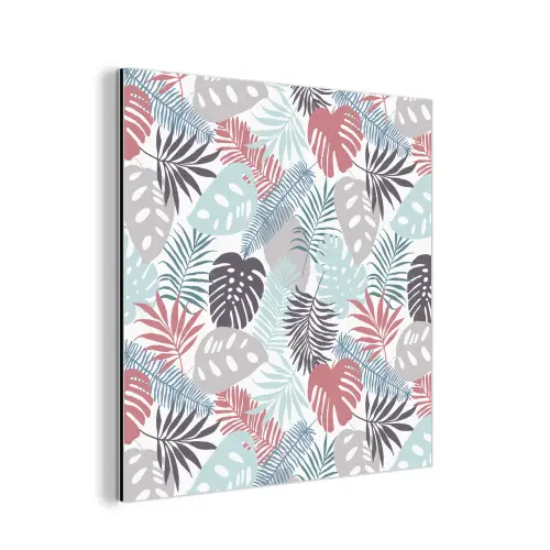 Bladeren - Jungle - Pastel - Tropisch aluminium wit klein -3d
