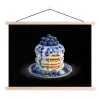 Pannenkoeken - Blauwe Bessen - Bord textielposter latten blank klein -3d