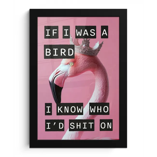 Flamingo - Roze - Vogel - Decoratie fotolijst zwart zonder passe partout klein -3d