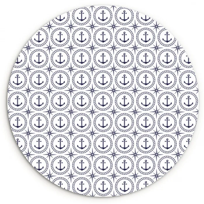 Anker - Haven - Blauw - Wit Wandcirkel plexiglas klein 852 -3d