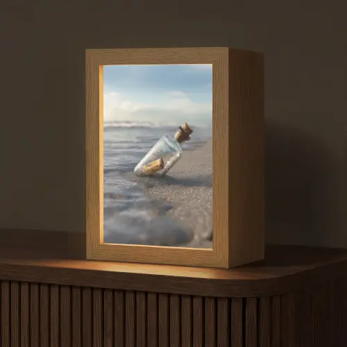 Glazenfles - Post - Zee - Zand Light Box met kabel (Tafellamp) klein -z3d_website